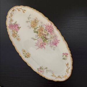 Vintage Limoges J Pouyat Floral Vanity Oval Tray